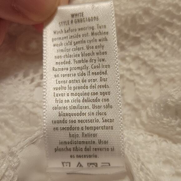 Pretty George White Lace Dress w/ Green Ribbon Trim & Pink Flower 0-3M - Picture 7 of 7